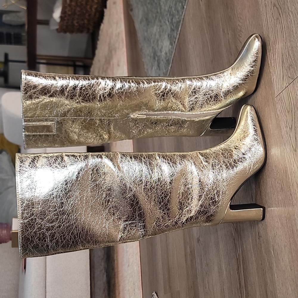 Gold Women's Knee-High Boots